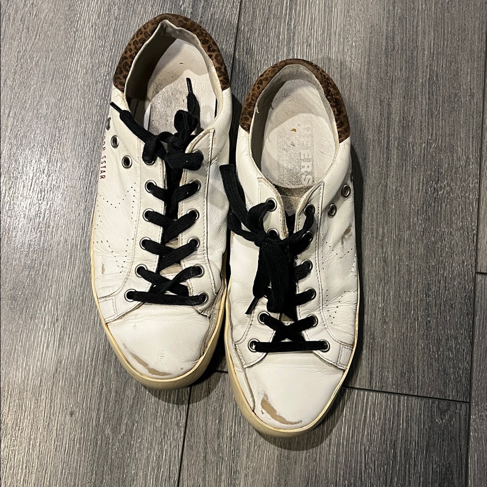 Golden Goose White and Black Athletic Shoes